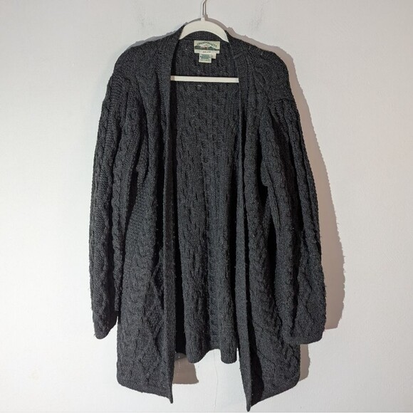 Arancrafts Ireland 100% Merino Wool Cable Knit Cardigan Sweater Women's Large - Picture 1 of 5
